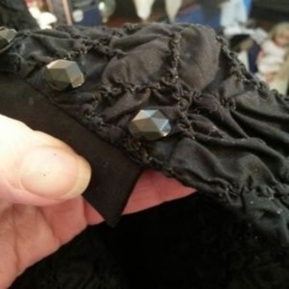 Go SILK Black Ruffle-Sleeve Gathered Poplin jacket or blouse szM - Picture 6 of 6